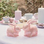 Two Pink Mottled Glass Bunny Easter Decorations, thumbnail 2 of 4