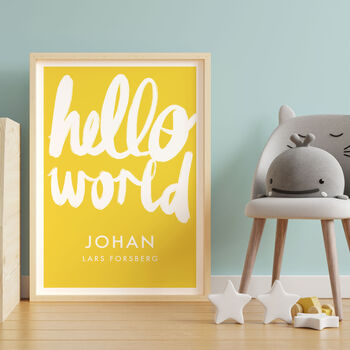 Personalised Name Print With Handwritten Hello World, 4 of 10