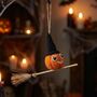 Handmade Felt Flying Pumpkin Halloween Decoration, thumbnail 1 of 6