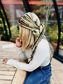 Limited Edition Spirit Of Kyoto Japanese Crane Birds And Leaves 100% Silk Scarf, 7 of 9