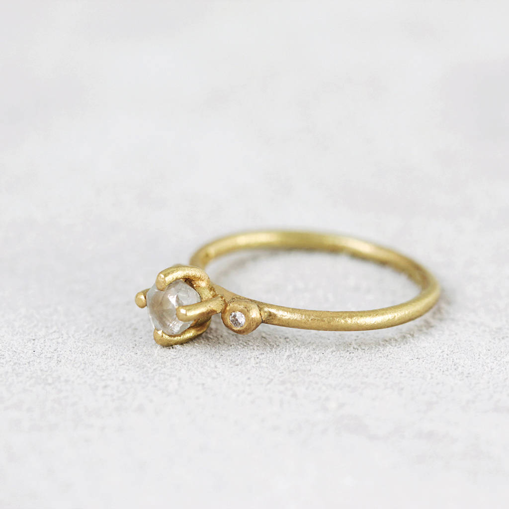 Claw Set White Rough Diamond Ring, Yellow Gold By Tamara Gomez Fine ...