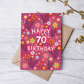 70th Birthday Card For Women, Floral 70th Card, For Her, 3 of 4