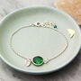 Birthstone And Initial Leaf Sterling Silver Bracelet, thumbnail 2 of 7