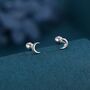Sterling Silver Tiny Moon Screw Backs Earrings, thumbnail 1 of 9