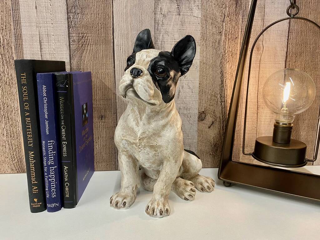 26cm Black And White French Bulldog Figurine Ornament, 1 of 9