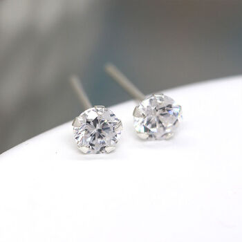 Extra Tiny Cz Earrings In Sterling Silver, 3 of 11
