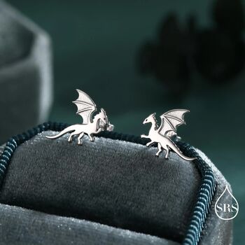 Flying Dragon Stud Earrings In Sterling Silver, 3 of 12