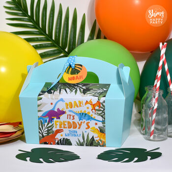 Personalised Colourful Dinosaur Birthday Party Gift Box, 7 of 7