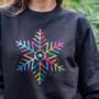 Embroidered Rainbow Snowflake Christmas Jumper, thumbnail 1 of 7