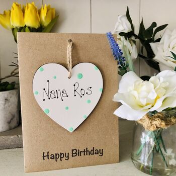 Personalised Nanny Heart Birthday Card Wooden Keepsake, 3 of 3