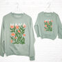 Mother And Child Sage Floral Personalised Sweatshirt Set, thumbnail 1 of 3