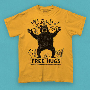 Free Hugs Bear Adult Men's T Shirt, 4 of 7