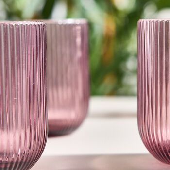 Palermo Set Of Four Amethyst Ribbed Tumblers, 4 of 6