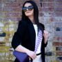 Purple Checkered Bag Strap | Extra Long Crossbody Replacement Bag Strap, thumbnail 2 of 4