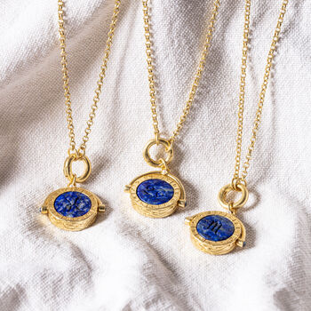 Zodiac And Star Sign Spinner Necklace In Gold, 5 of 12