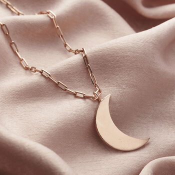 Personalised Large Moon Necklace On Link Chain, 6 of 8
