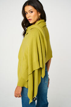 Olive Green 100% Cashmere Travel Wrap Shawl Gift Boxed, 3 of 9