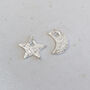 Sterling Silver Mismatch Star And Moon Charm Hoops, thumbnail 8 of 8