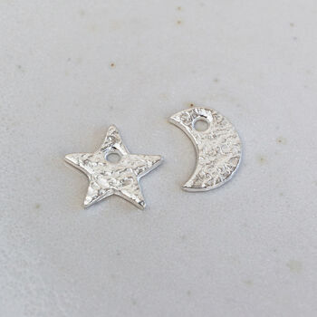 Sterling Silver Mismatch Star And Moon Charm Hoops, 8 of 8