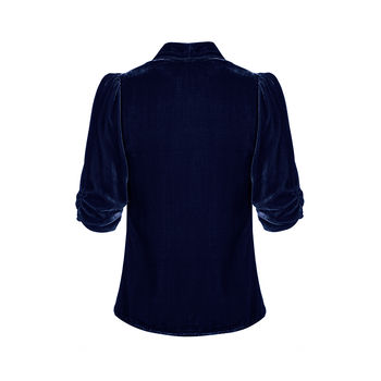 Midnight Blue Silk Velvet Jacket, 5 of 5