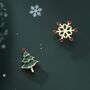 Merry Little Christmas Snowflake And Christmas Tree Earrings, thumbnail 3 of 7