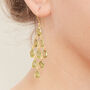 Green Peridot Gold Plated Silver Chandelier Earrings, thumbnail 4 of 12