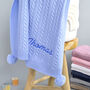 Personalised Blue Knitted Baby Blanket, thumbnail 1 of 9