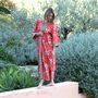 Parisian Rouge Long Dressing Gown Organic Cotton, thumbnail 3 of 9