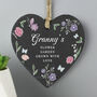 Personalised Wild Flowers Slate Heart Hanging Decoration, thumbnail 2 of 5