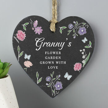 Personalised Wild Flowers Slate Heart Hanging Decoration, 2 of 5