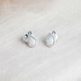 Mini Sterling Silver Teardrop White Opal Stud Earrings, thumbnail 4 of 11