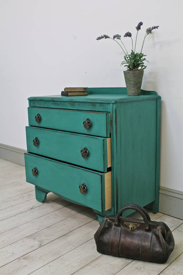Distressed Small Vintage Three Drawer Chest By Distressed but not Forsaken