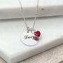 Engraved Necklace With Birthstone Heart Charm, thumbnail 1 of 7