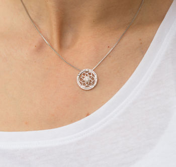 Sterling Silver Zen Flower Necklace For Inner Peace, 8 of 12