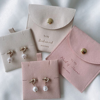 Bridesmaid Knot Pearl Earrings Maid Of Honour Gift, 3 of 4