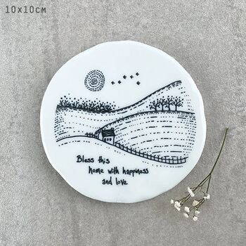 Bless This Home With Happiness And Love East Of India Porcelain Coaster, 3 of 3