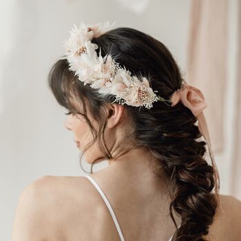 Grace Boho Hydrangea Bridal Flower Crown Headband, 3 of 4