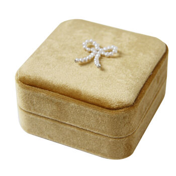 Pearl Bow And Velvet Ring And Earring Jewellery Box, 7 of 11