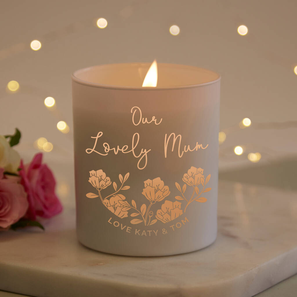 Personalised 'Our Lovely Mum' Mother's Day Candle By Kindred Fires