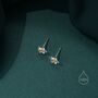 Sterling Silver Tiny Daffodil Stud Earrings, thumbnail 3 of 11