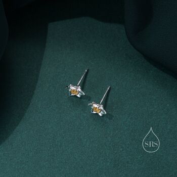 Sterling Silver Tiny Daffodil Stud Earrings, 3 of 11