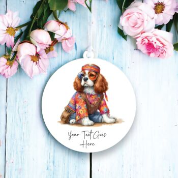 Personalised King Charles Spaniel Hippie Decoration B, 2 of 2