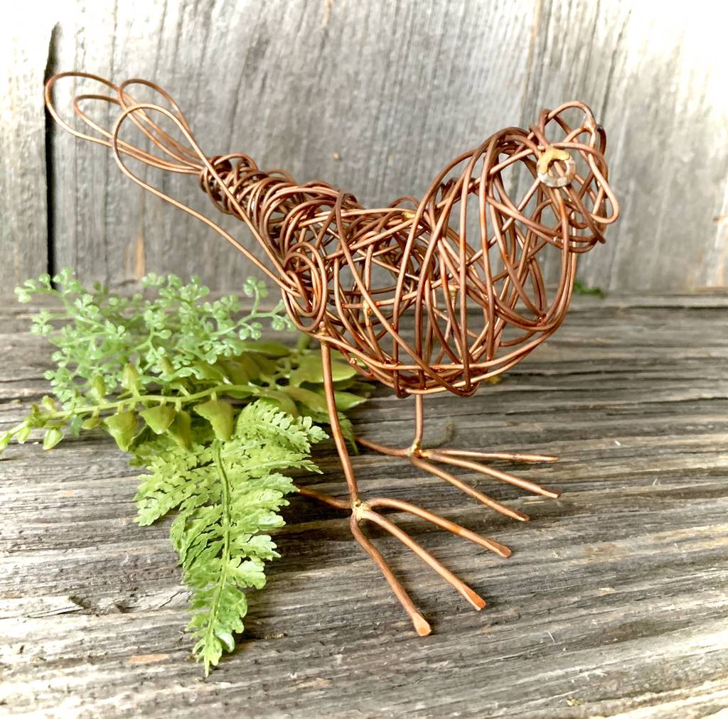 Copper Wire Bird Garden Sculpture By London Garden Trading
