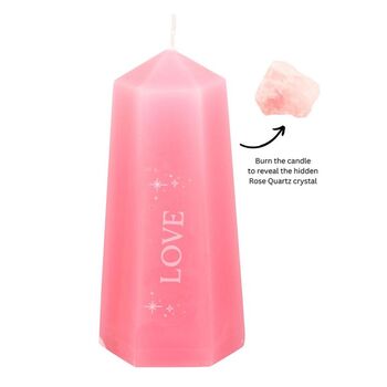Love Crystal Candle With Rough Rose Quartz, 2 of 3