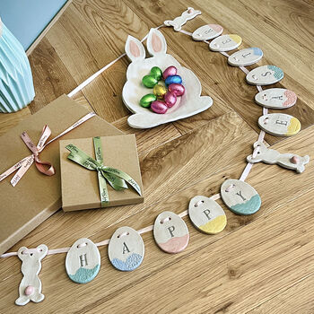 Happy Easter Ceramic Bunny Bunting, 2 of 8