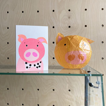 Pig Paper Balloon Greeting Card, 2 of 4