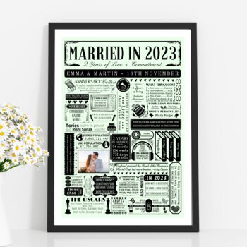 2023 Personalised 2nd Cotton Anniversary Photo Poster, 5 of 8