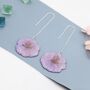 Real Cherry Blossom Flower Threader Earrings, thumbnail 1 of 10