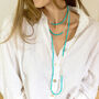 Long Turquoise Howlite Beaded Necklace With Sterling Silver Beads, thumbnail 4 of 11