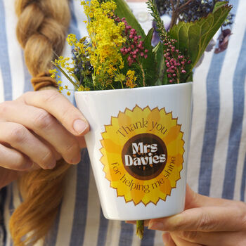 Personalised Sunflower 'Thank you for helping me shine' Plant Pot, 2 of 3